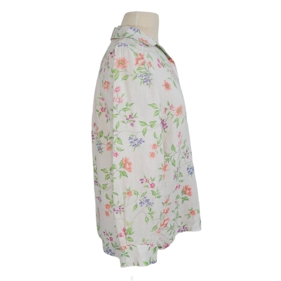 Talbots Linen Floral Long-Sleeve Shirt - Picture 4 of 8